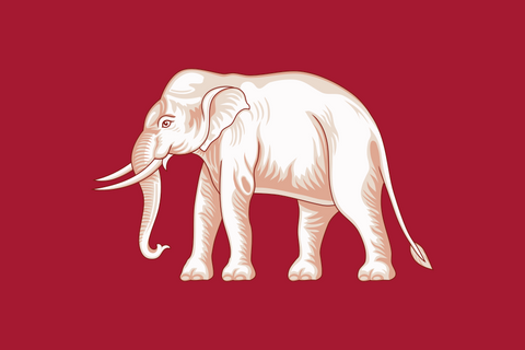 Drapeau du Royaume du Siam avec éléphant blanc sur fond rouge