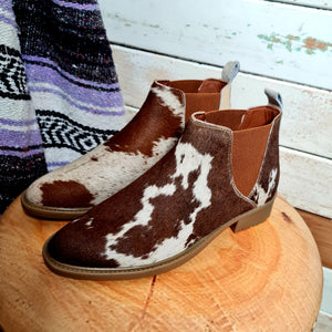 cowhide ankle boots