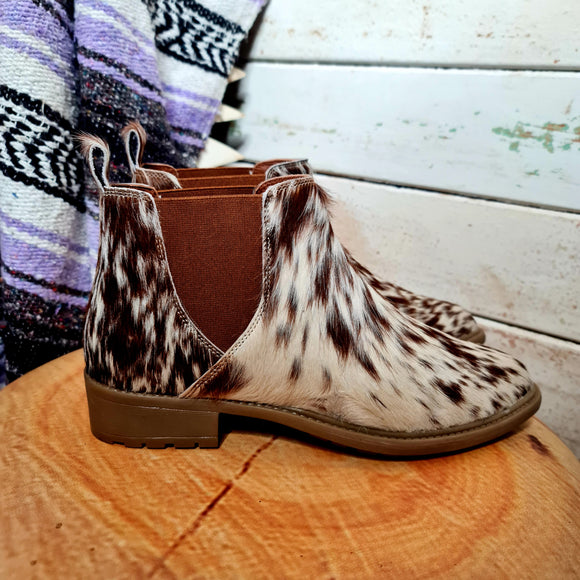 cowhide ankle boots