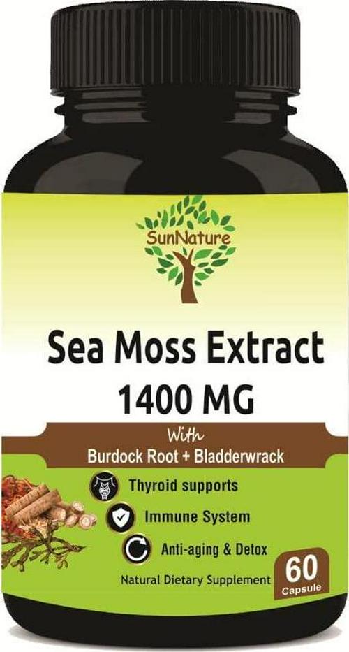 Organic Irish Sea Moss Capsules, Nature's Craft, Sea Moss and Bladderwrack, 90 Capsules