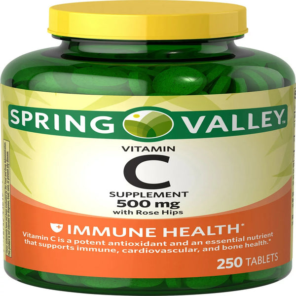 Spring Valley Vitamin C with Rose Hips Supplement, 500 mg, 100 Tablets