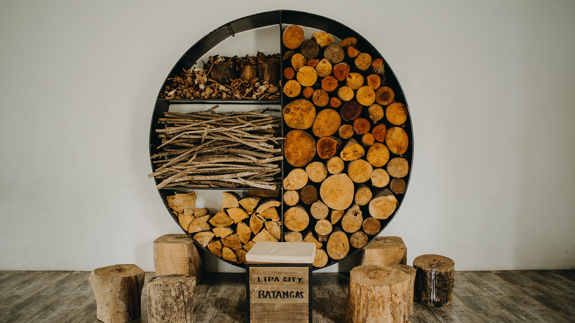 Various types of wood displayed neatly