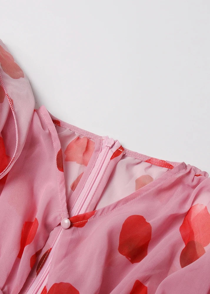 Cutout Ruched Patchwork Floral Print Mini Dress - Image 9