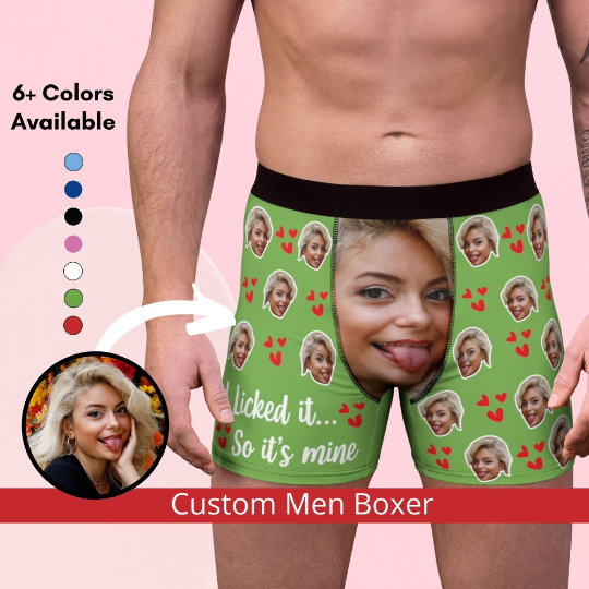 Wife Photo Face Boxer, Personalized Gift For Him, Custom Face On Underwear, Valentine Gift For Him