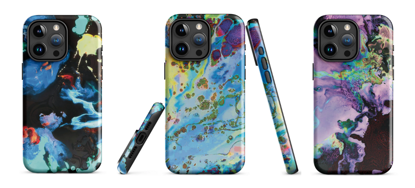 Tough phone cases: impact-resistant & shock-absorbing. iPhone and Samsung available in our edgy abstract art designs.