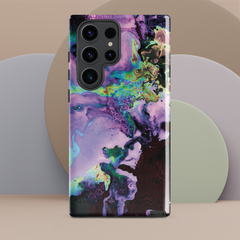 Our woman-owned abstract art gift shop includes a wide range of useful, high-quality products, available in our signature edgy abstract designs, like this Lavender Cosmos phone case.
