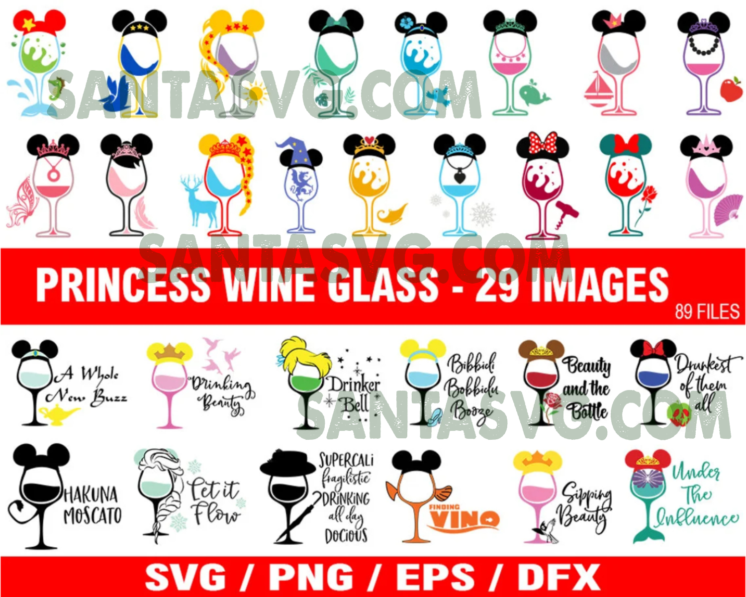 Princess Wine Glass SVG, Princess Wine Glass svg, Princesses svg