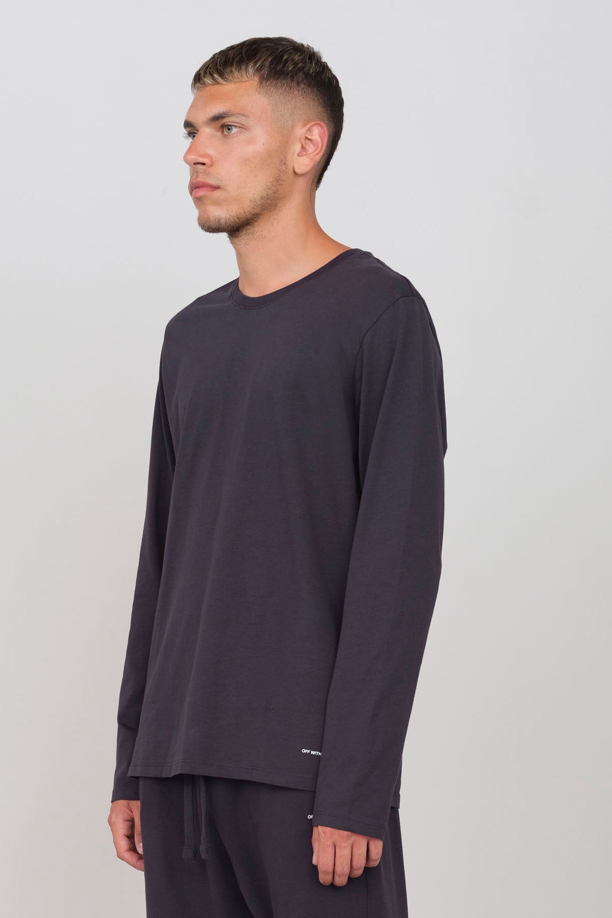 OWN: T-shirt Girocollo a Manica lunga in cotone organico per Uomo - L / Blu