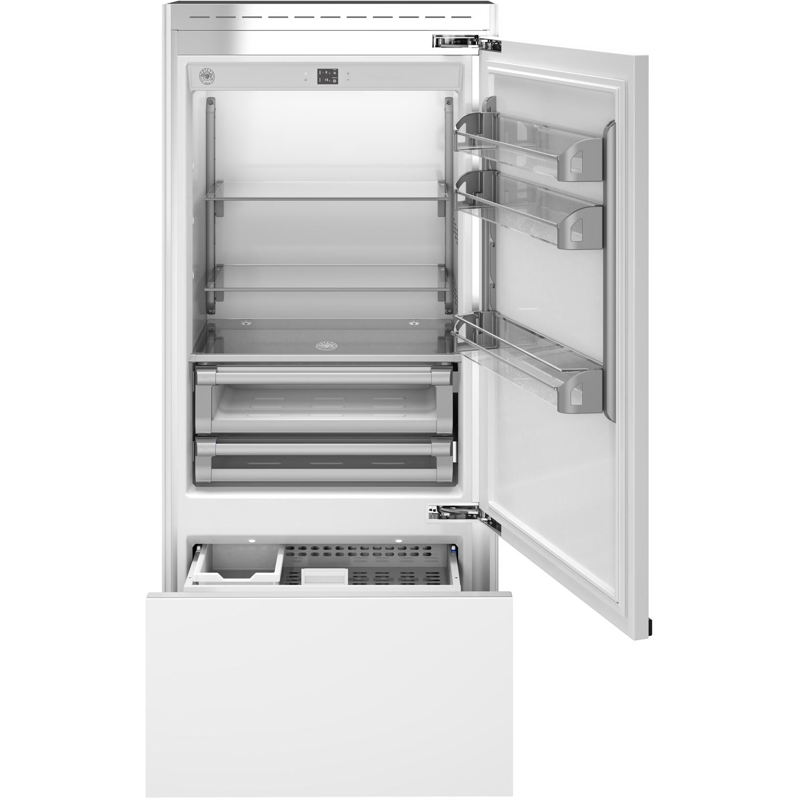 Bertazzoni 36-inch, 19.6 cu. ft. Built-in Bottom Freezer Refrigerator with Digital Display REF36BMBIPRT - TA Appliances  Barbecues product image