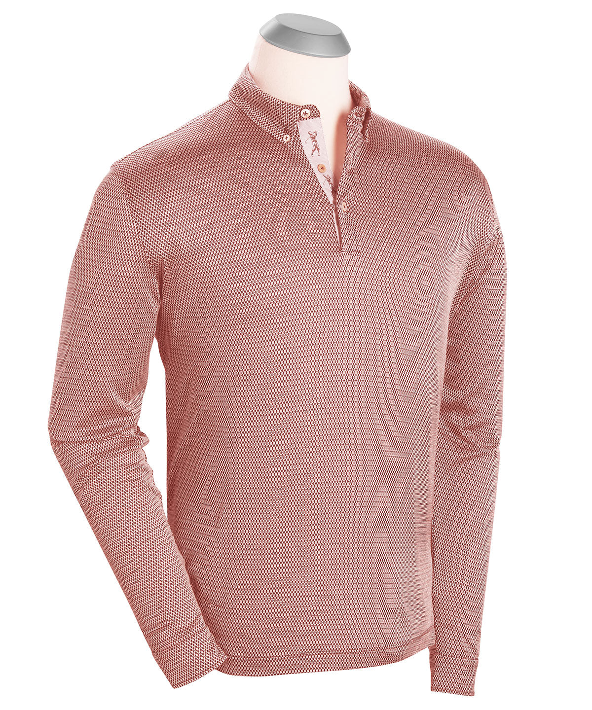 Signature Cotton Knit Long-Sleeve Button-Down Collar Button-Cuff Polo Shirt