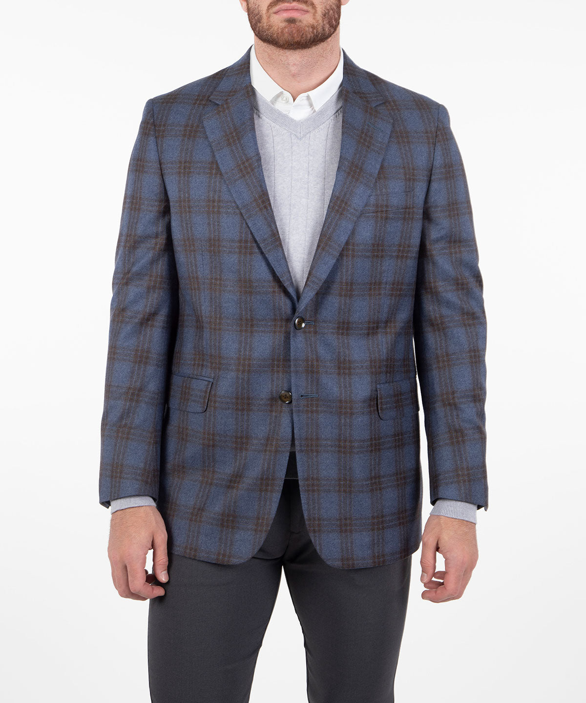 Blue Plaid Men Sports coat-Cavani Four seasons Mock Glen, Blue