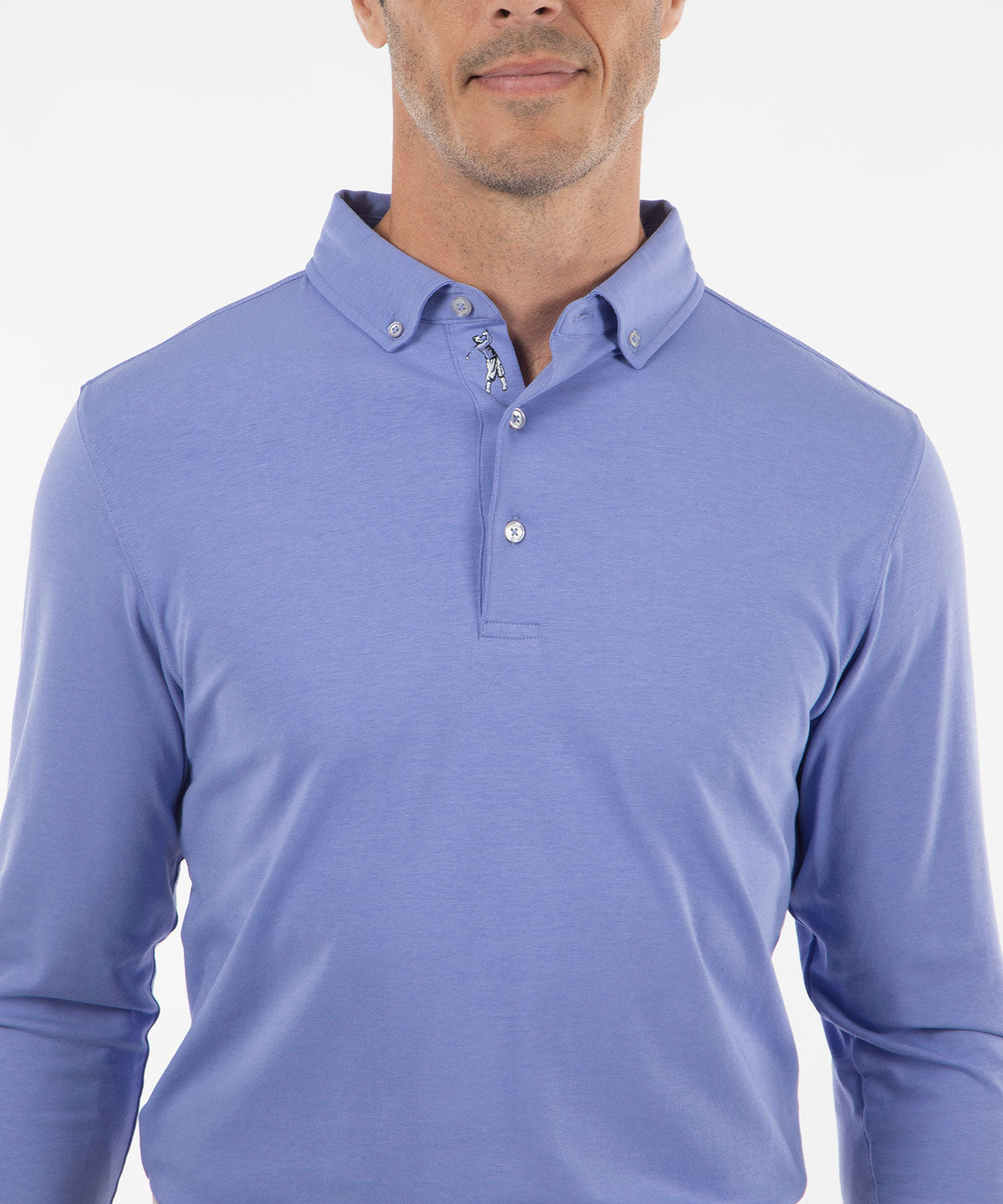 Performance Cotton Button-Down Collar Long-Sleeve Polo
