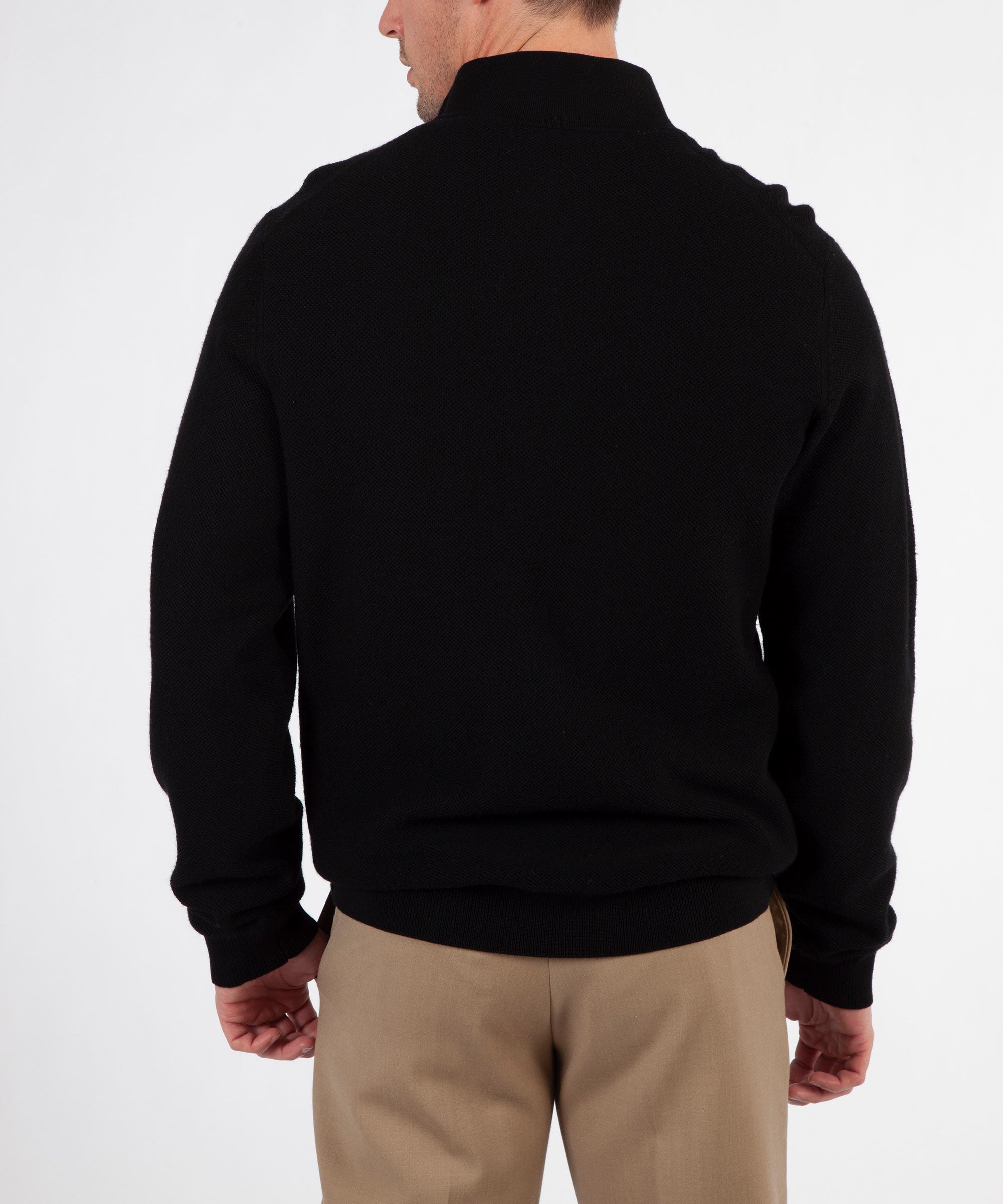 100% Merino Wool Tuck-Stitch Quarter-Zip Lined Wind Sweater - Bobby Jones