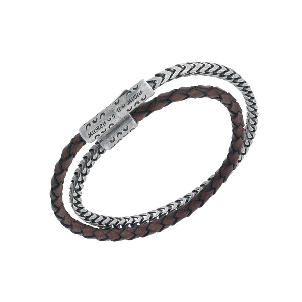 Personalized Woven Leather Double Wrap Bracelet for Men