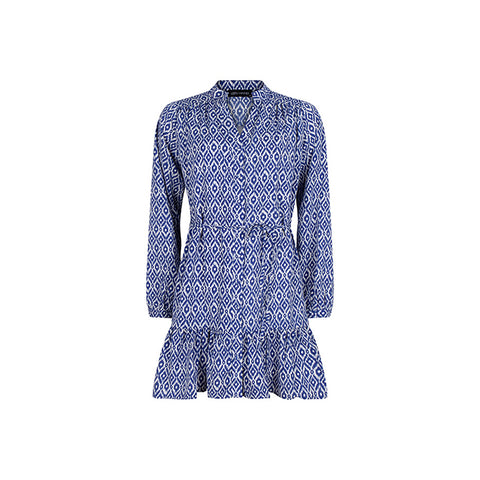 blauw/wit jurkje met ikat print dress sammi lofty manner