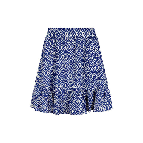 blauw/wit kort rokje met ikat print skirt isabelle lofty manner
