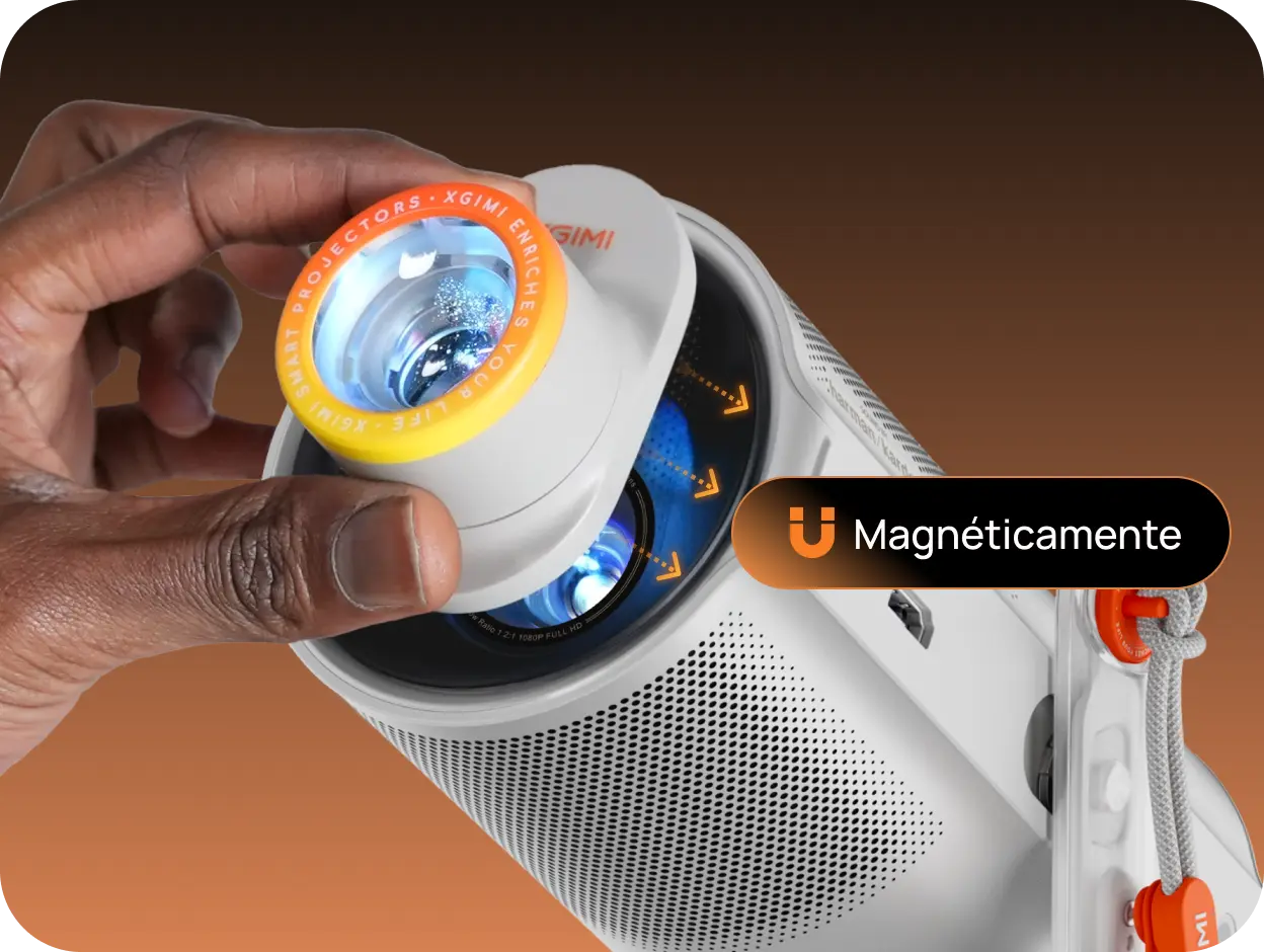 XGIMI MoGo 4 Laser Proyector Triple Láser Portátil -  Filtro Creativo Magnético Gira, Encaja y Relájate  Transformar tu espacio nunca ha sido tan fácil. Solo apaga las luces, coloca el Filtro Creativo Magnético,y déjate llevar por el ambiente.