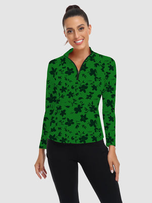 Black Floral Quarterzip Long-sleeve Shirt - Soneven