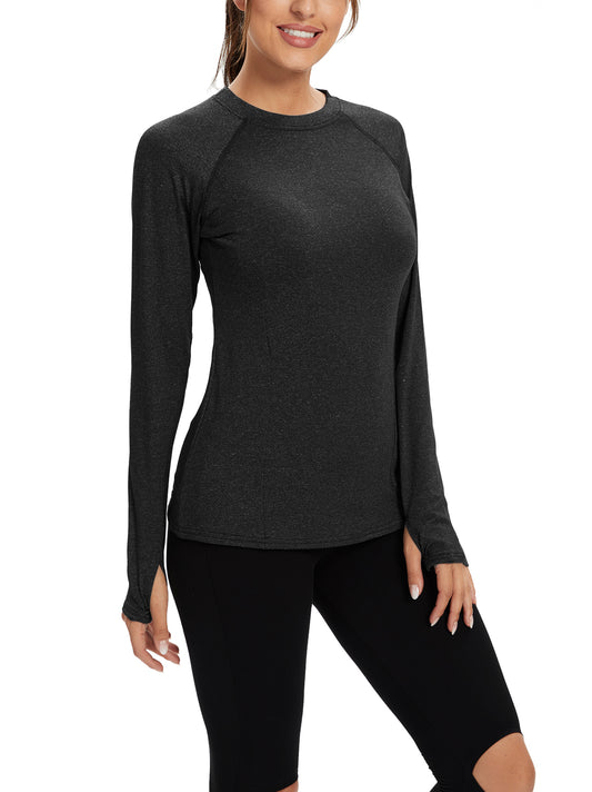 Women's Thermal-🌞SO® Grey Half Collar Fleece Long Sleeve Workout Shirt –  soneven