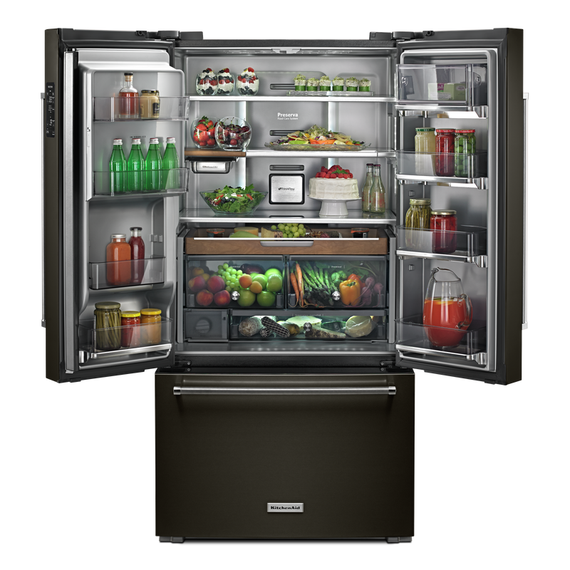 23.8 cu. ft. 36" Counter-Depth French Door Platinum Interior Refrigerator with PrintShield™ Finish KRFC704FBS