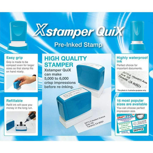 Stampila Xstamper QuiX - Q11, dreptunghiulara, 16 x 48mm - tus negru