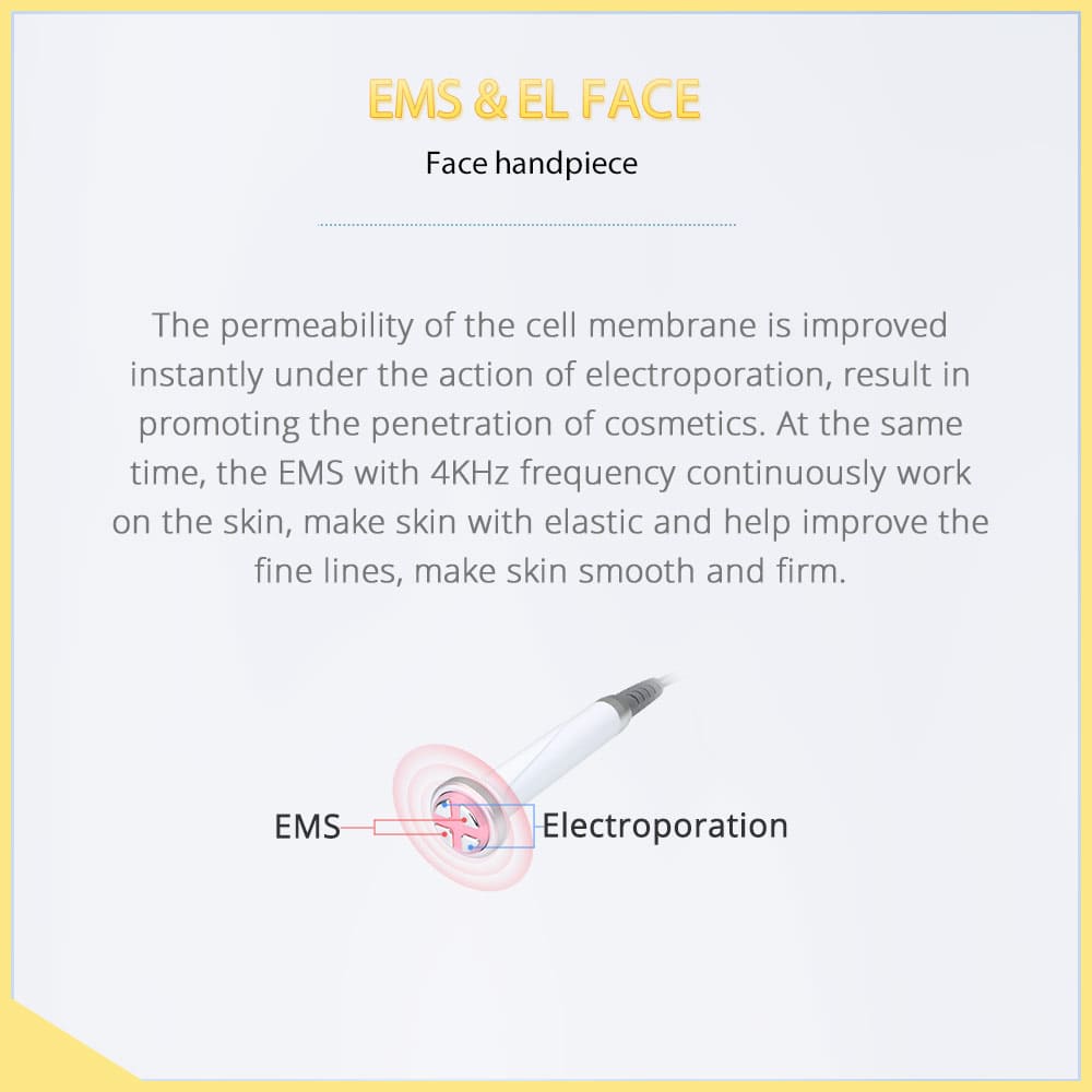 EMS & EL Face Handpiece of 6 in 1 S Shape Cavitation Machine