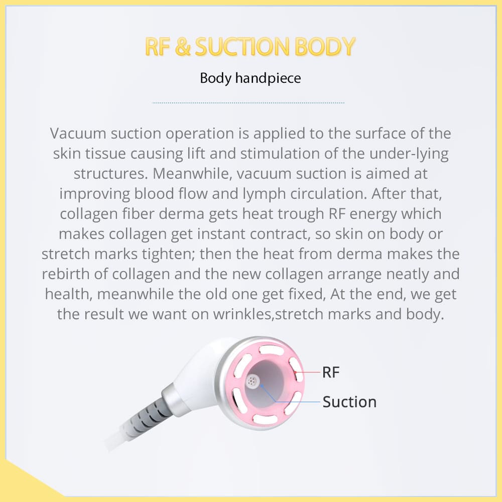 RF & Suction Face Handpiece of 6 in 1 S Shape Cavitation Machine