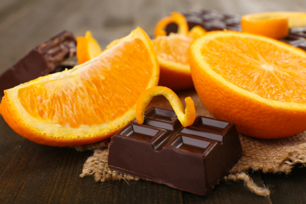 oranges slices and dark chocolate