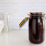 mason jar with coffee ready to brew