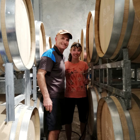 Daniel and Isabelle Schwarzenbach at the Blackenbrook Family winery in Nelson, New Zealand