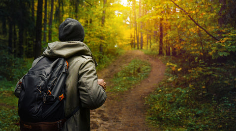 man hiking outside