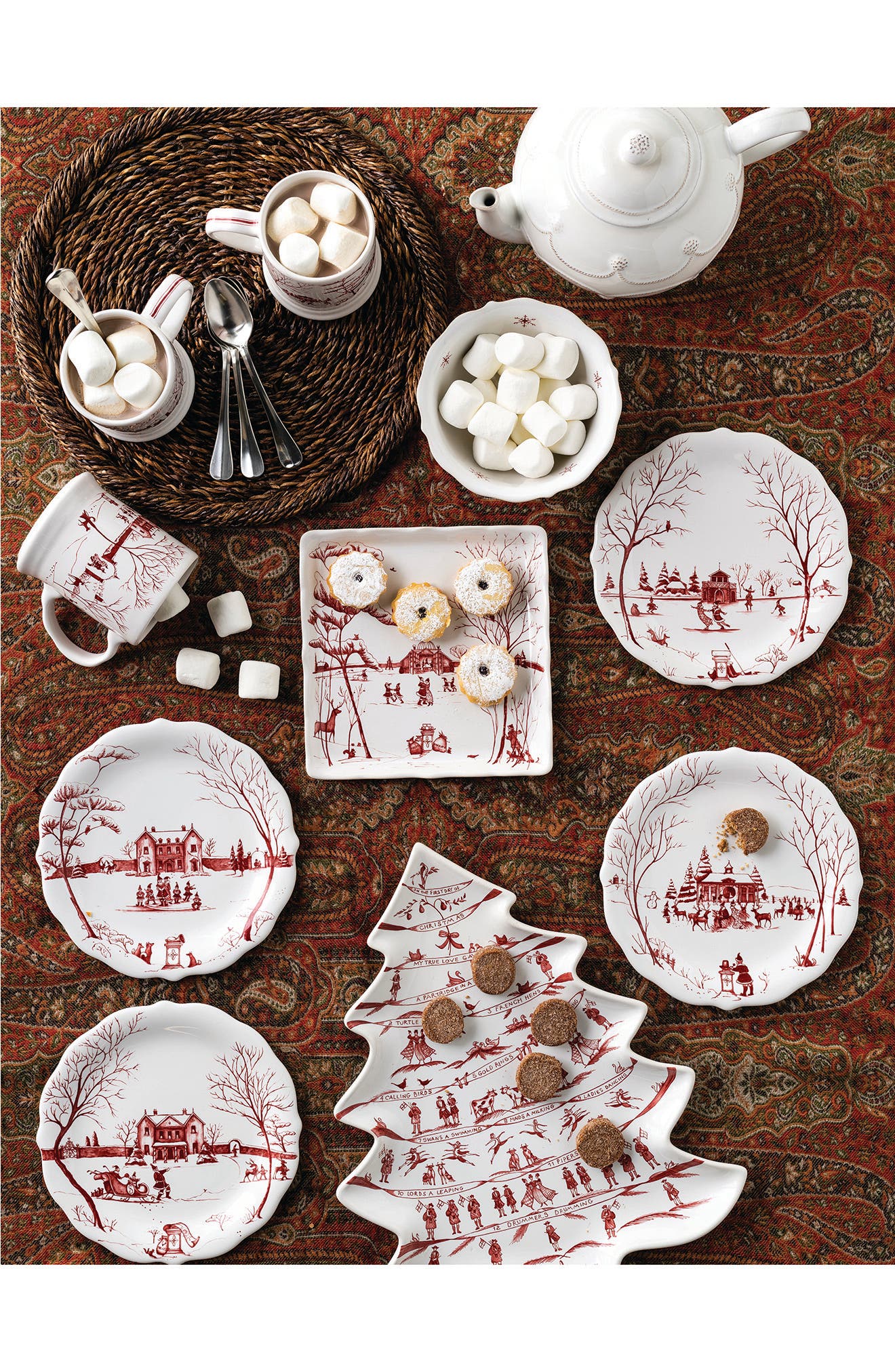 JULISKA Country Estate Winter Frolic The Claus' Christmas Day Ruby Salad Plate, Main, color, RUBY