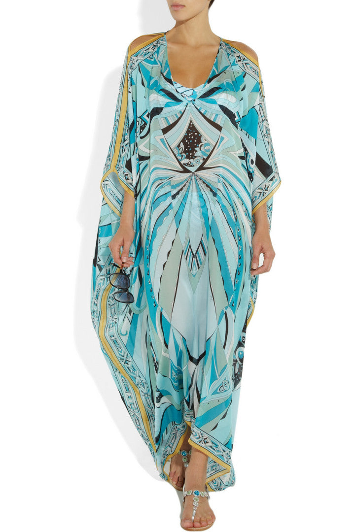 Emilio Pucci Chicago Panello Printed Silk Kaftan from Net-a-Porter