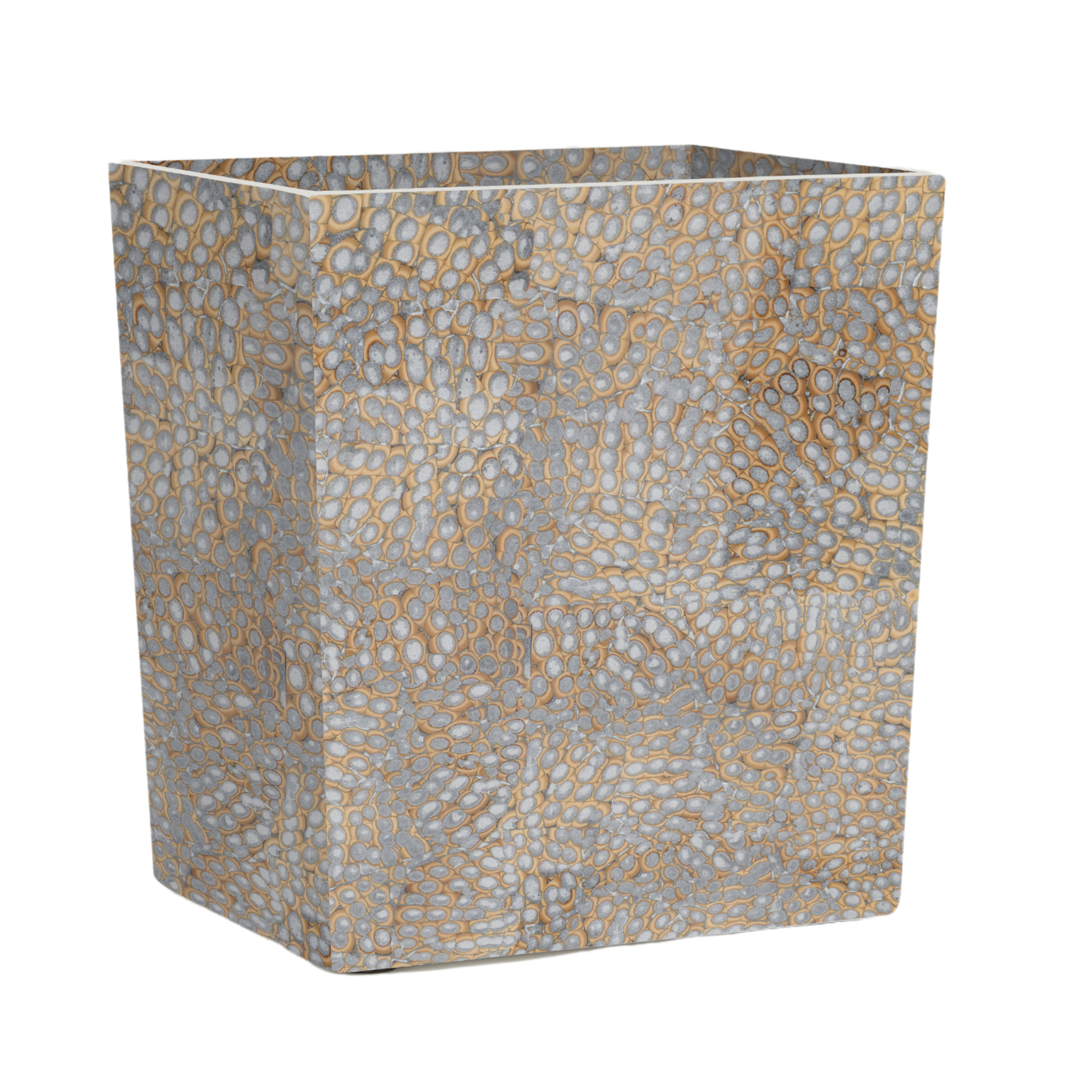 Callas Rectangular Wastebasket in Silver Lacquered Cracked Eggshell