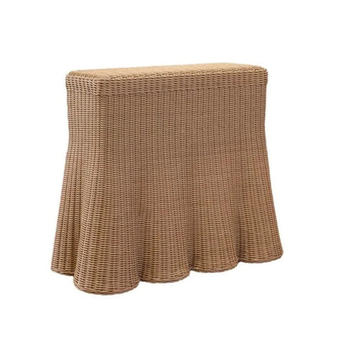 36&quot; Outdoor Scalloped Synthetic Rattan Console Table