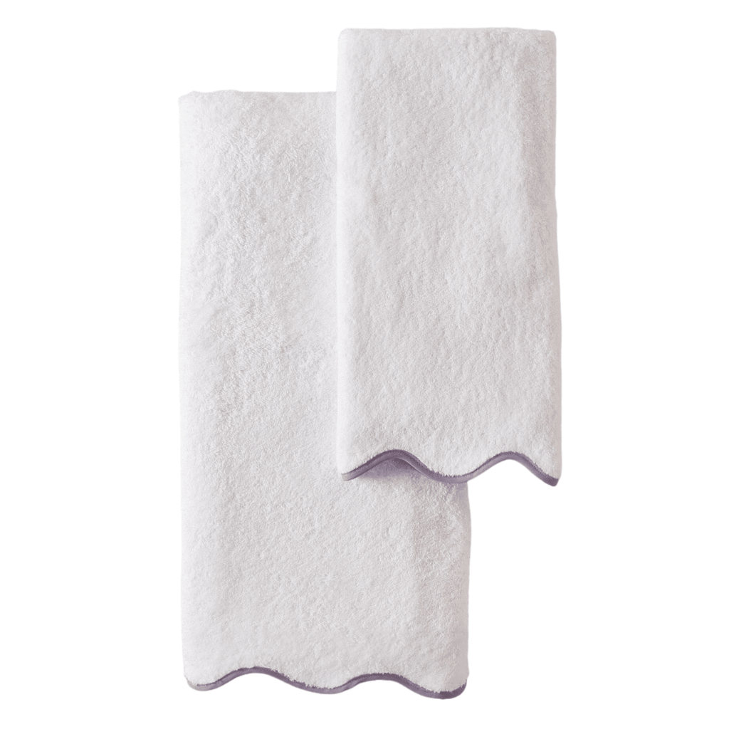 Classic Bundle of White Scalloped Edge Embroidered Cotton Bath Towels- –  The Well Appointed House
