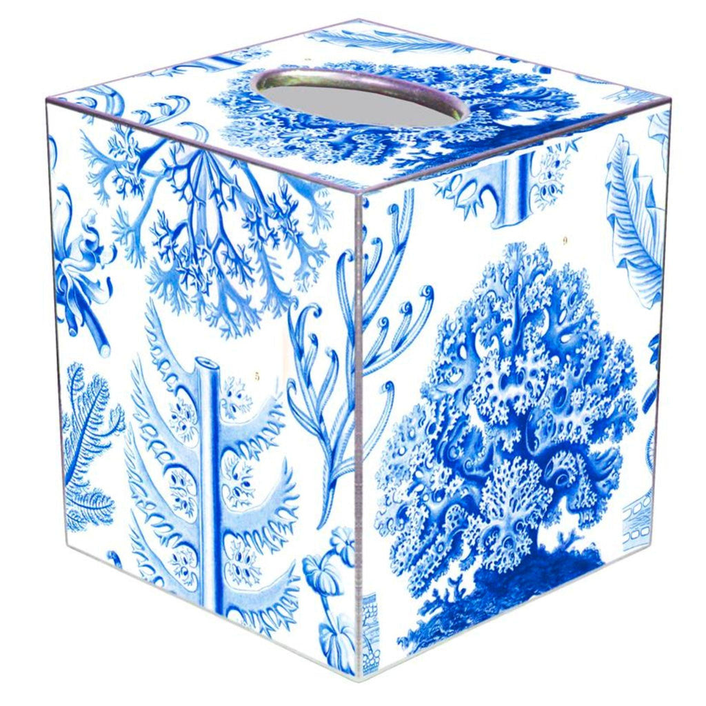Floral Tissue Box - Ceramic - Blue And White - ApolloBox