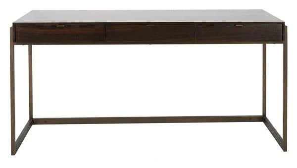 Three Drawer Writing Desk with Bronze Plated Frame