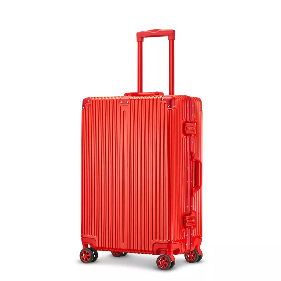 red aluminum luggage