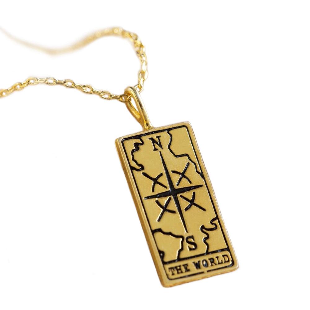 Gold plated tarot card necklace, Tarot card jewelry – Gemnotic
