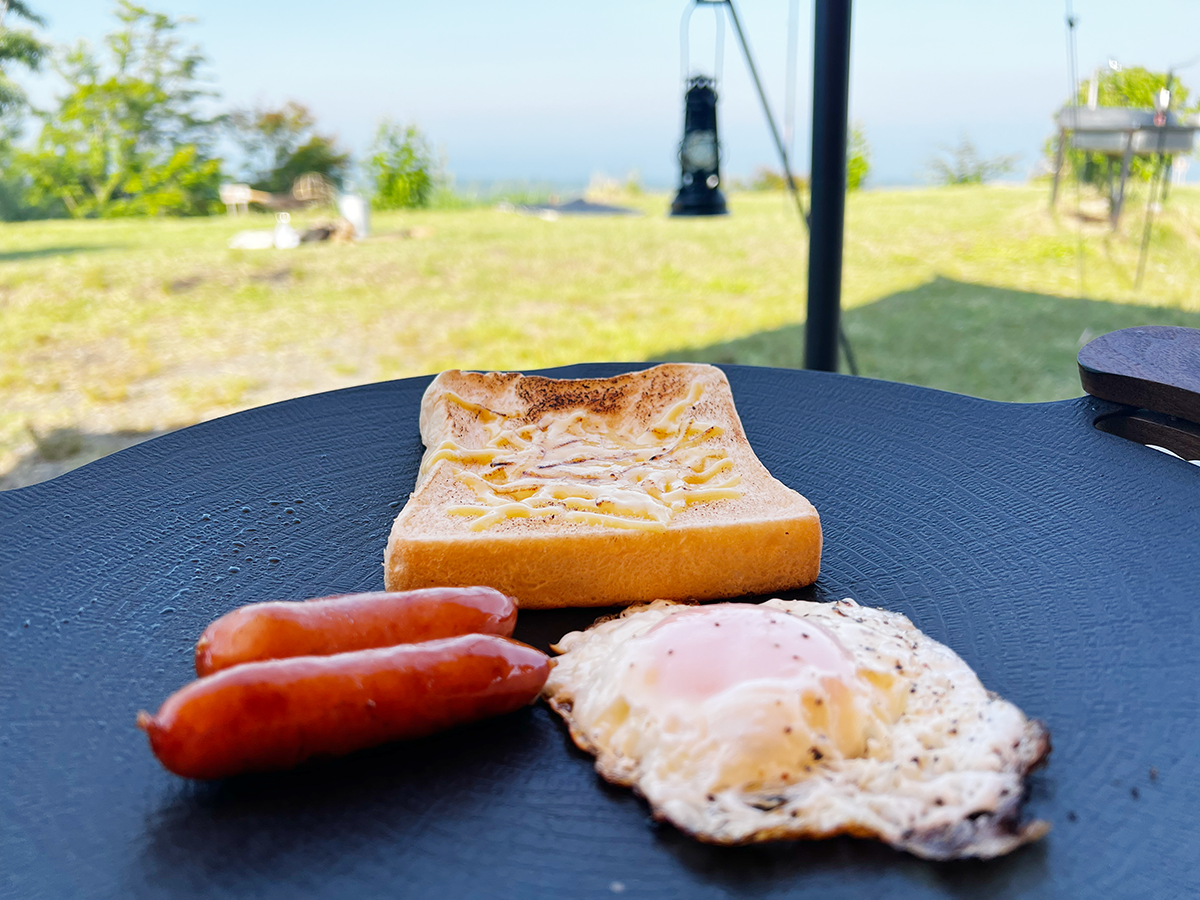 キャンプ場でマルグリ朝食