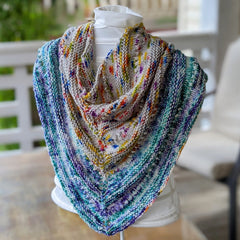 a shawl knit with southeast ohio fiberworks' mermaid and winter rainbow colorways
