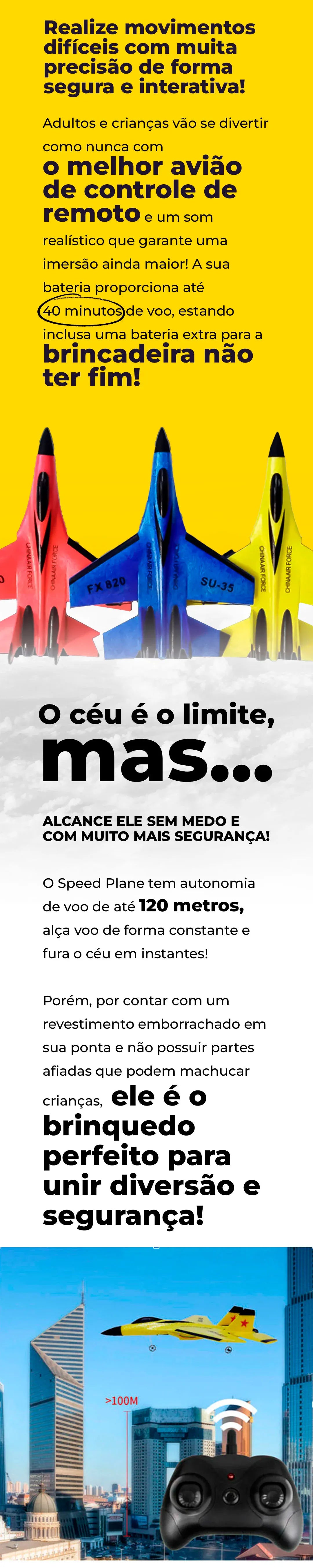 Avião de Controle Remoto Speed Plane