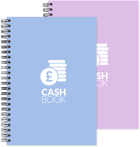 Cash book in blue or purple cover
