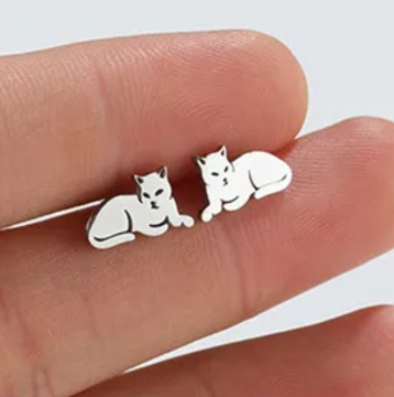 Lazy Cat Stud Earrings