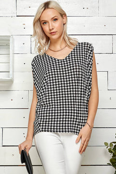 Bringing Attention Houndstooth Sleeveless Top
