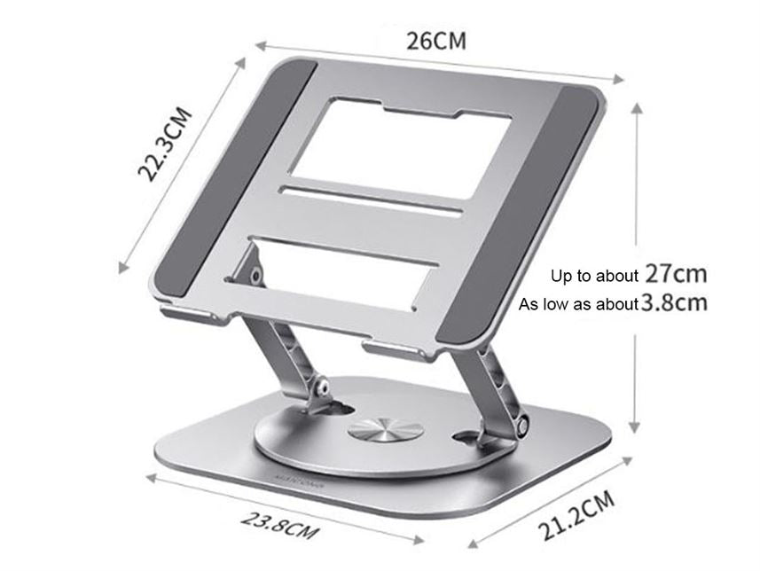 Aluminum Alloy 360 Degree Rotating Laptop Staender/Riser/Stand For Desk And Table Foldable Portable Ergonomic Adjustable Macbook Notebook With Phone Holder