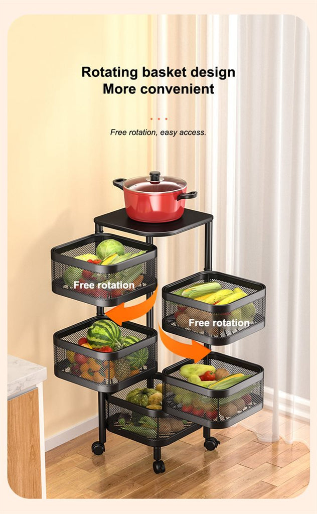 Kitchen Multi-layer Vegetable Basket, Vegetable And Fruit Storage Basket,  Removable Vegetable Drain Basket, Kitchen Multi-functional Storage Rack,  Large Capacity Storage Rack For Idle Items, Multi-layer Vegetable And Fruit  Cart For Home Use 