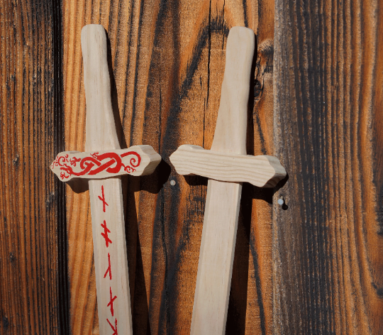 Sturdy Pinewood Sword With Handle Wrap and Belt/Sheath