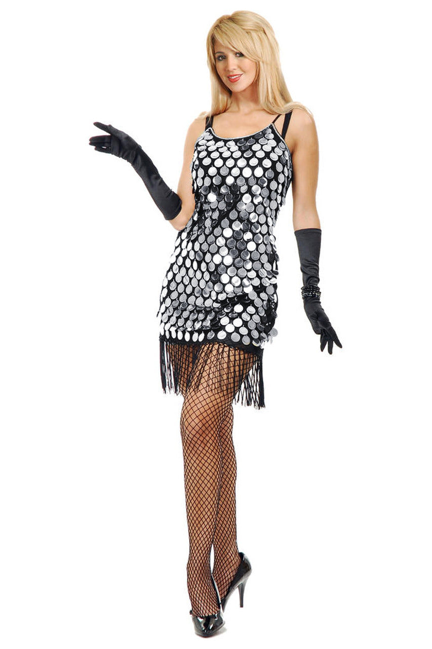 Women's Dazzling Silver Flapper Dress Costume